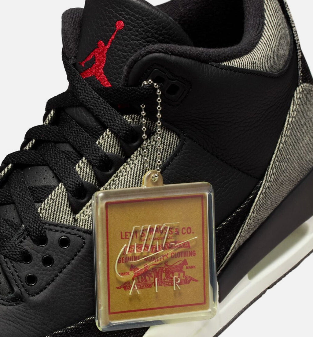 Air Jordan 3 x Levi's Black and White Men's Lifestyle Shoes - Denim/Black/Gym Red