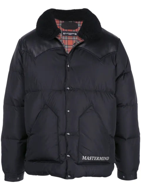 Mastermind Japan leather-panelled puffer coat