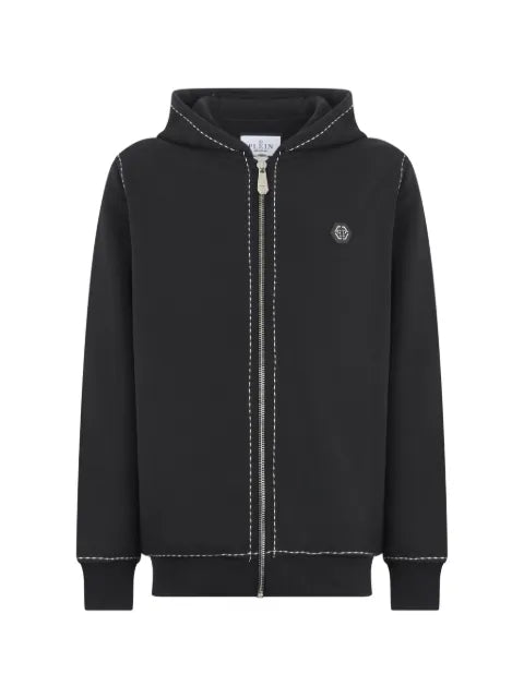 Philipp Plein logo-plaque topstitched hoodie