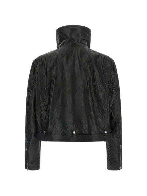 Rick Owens high-collar leather jacket