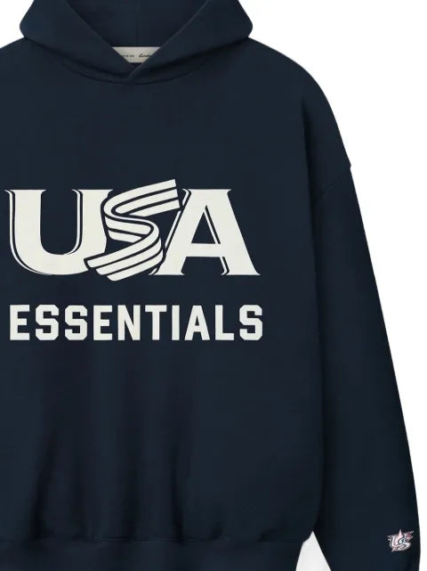 FEAR OF GOD ESSENTIALS USA logo-print hoodie
