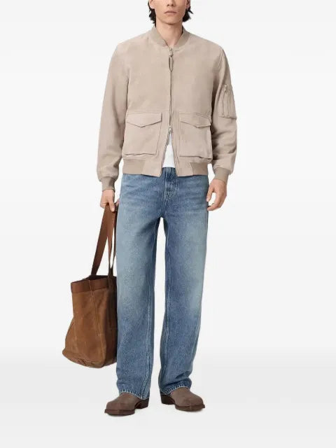 AllSaints suede-finish zip-up bomber jacket