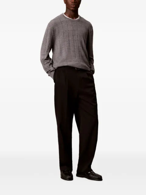 Calvin Klein grid-patterned logo-embroidered sweater