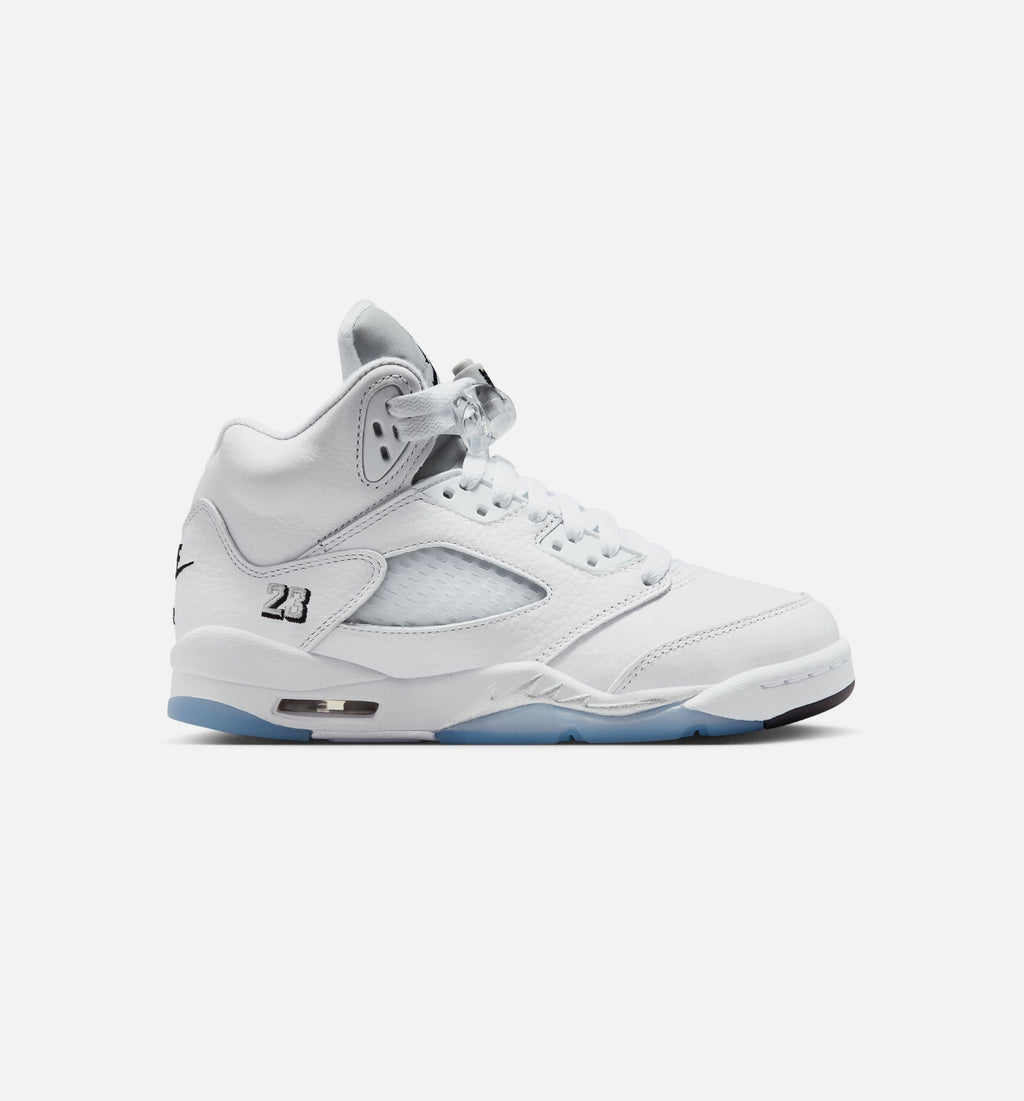 Air Jordan 5 Retro OG White Metallic Grade School Shoe - White/Black/Metallic Silver