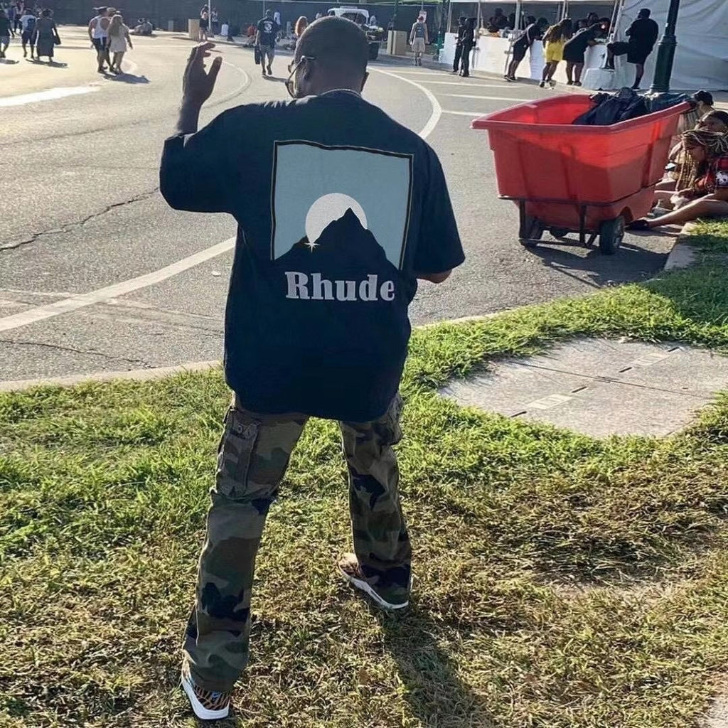 Rhude Graphic Tees Vintage High Street Loose Couple Crew Neck T-Shirt