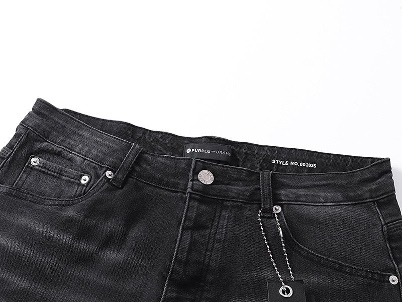Purple Brand Rhinestone Graphic Denim Shorts