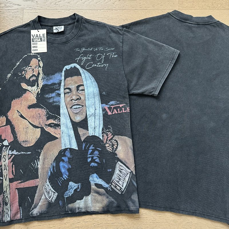 VALE USA Boxing Graphic Washed Black T-Shirt
