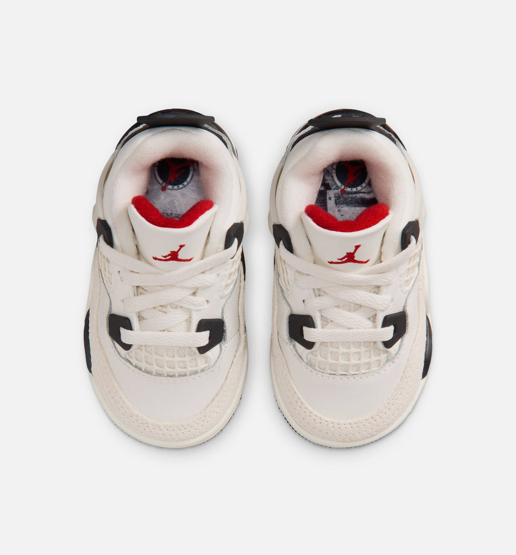 Air Jordan 4 Retro Flight Club Infant/Toddler Lifestyle Shoes - Sail/Black/University Red
