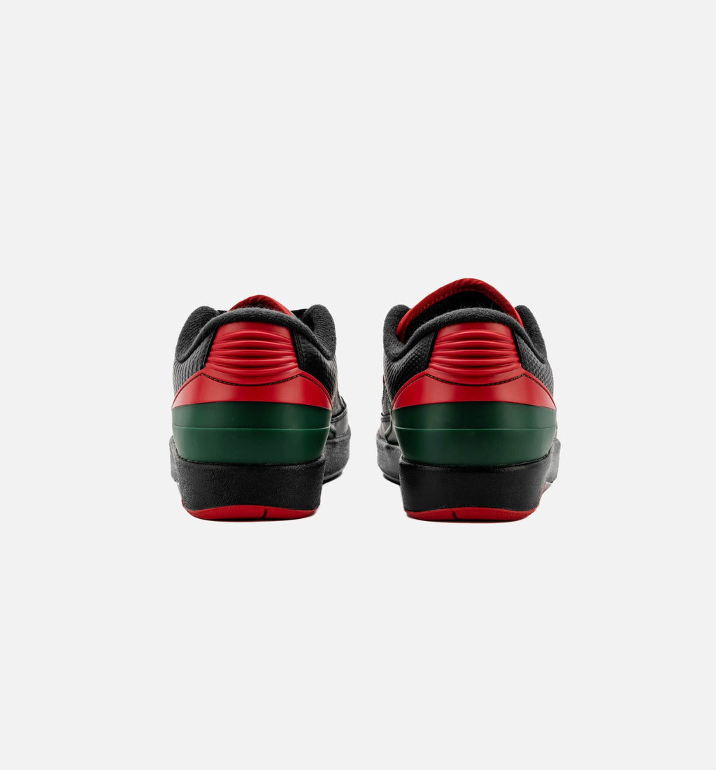 Air Jordan 2 Retro Low Christmas Grade School Lifestyle Shoes - Black/Fire Red/Cement Grey