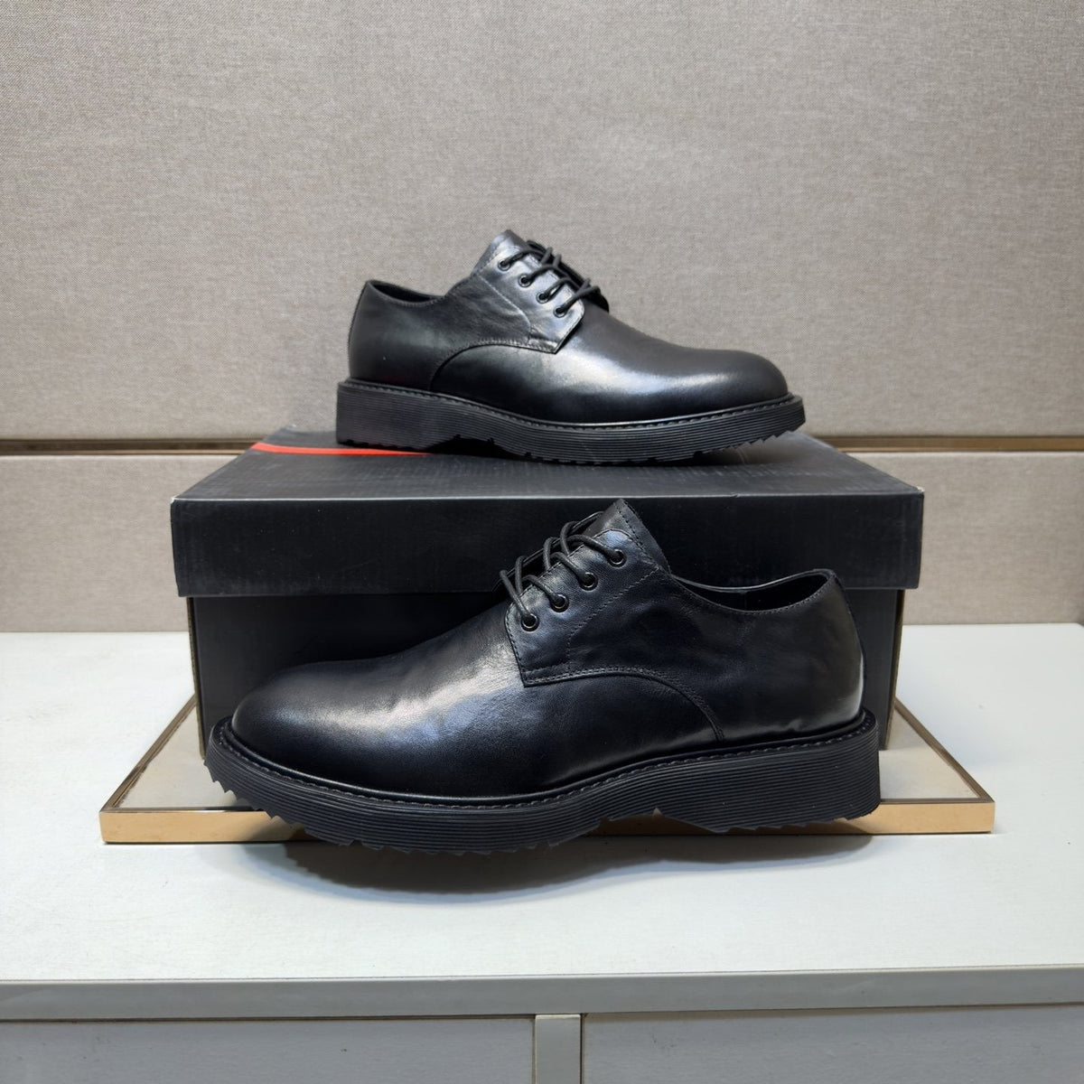 Prada Black Lace-Up Dress Shoes