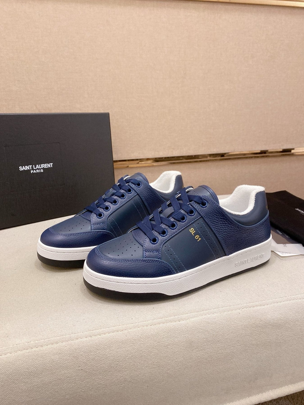 Saint Laurent SL 61 Navy Blue and White Sneakers