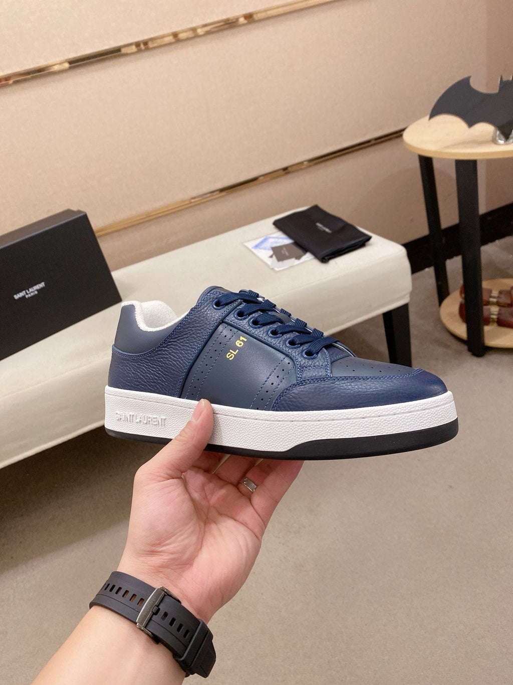 Saint Laurent SL 61 Navy Blue and White Sneakers