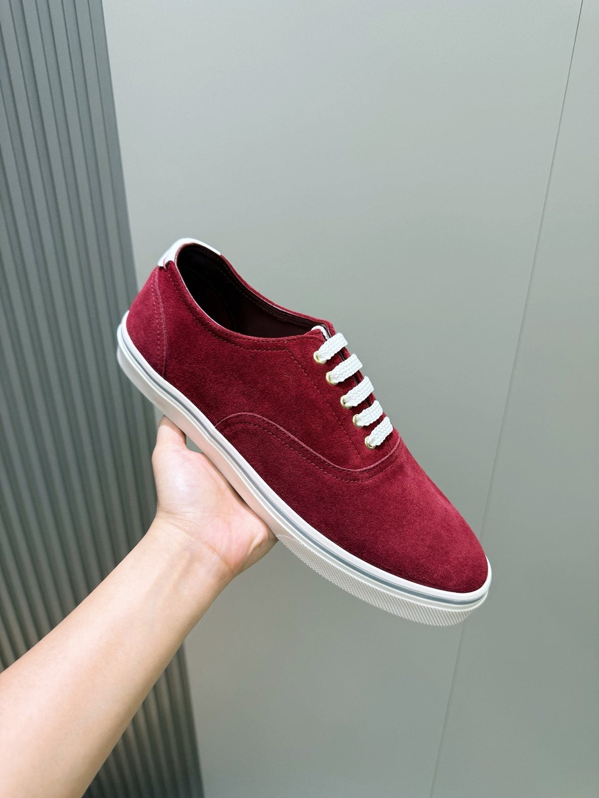 Brunello Cucinelli Burgundy Suede Low-Top Sneakers