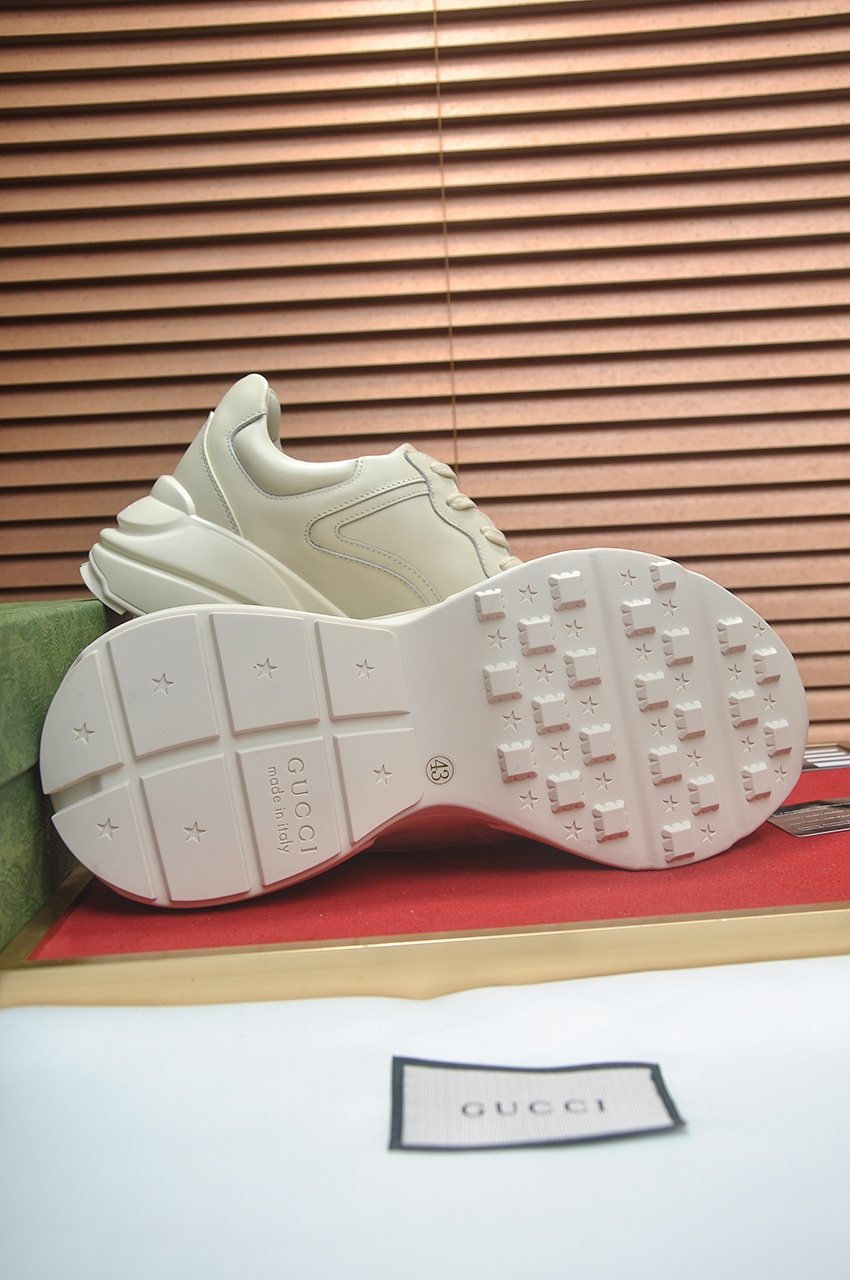 Gucci Ivory White Red Logo Sneakers