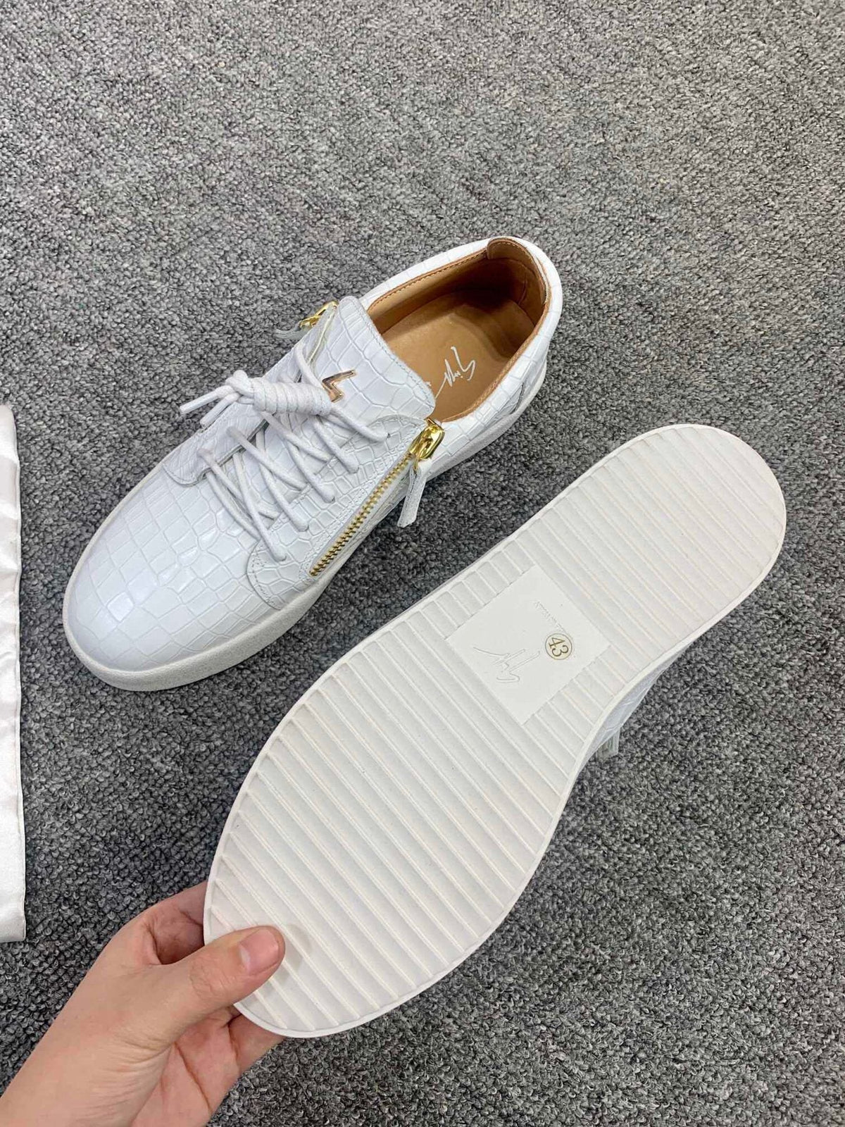 Giuseppe Zanotti White Gold-Accent Sneakers