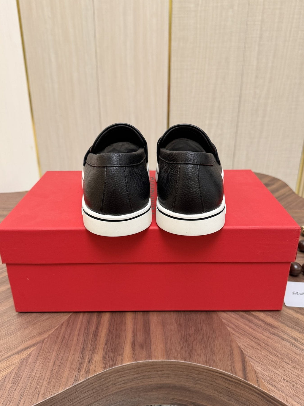 Salvatore Ferragamo Black Loafers with White Soles