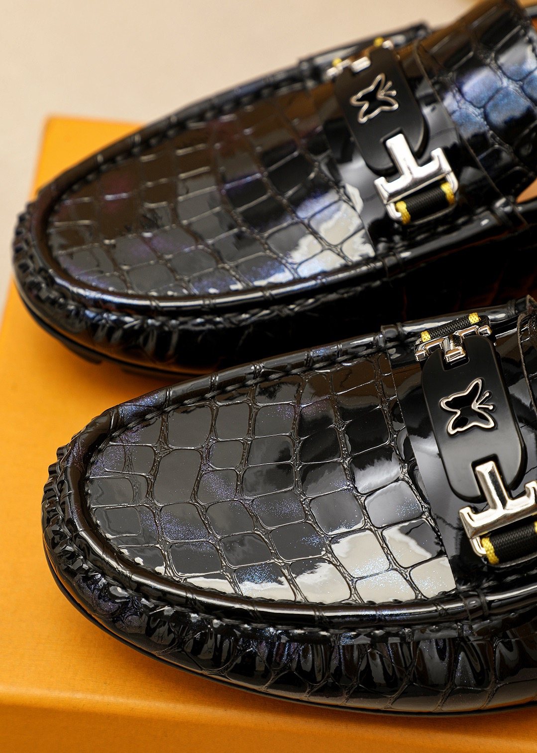 Louis Vuitton Black Embossed Loafers