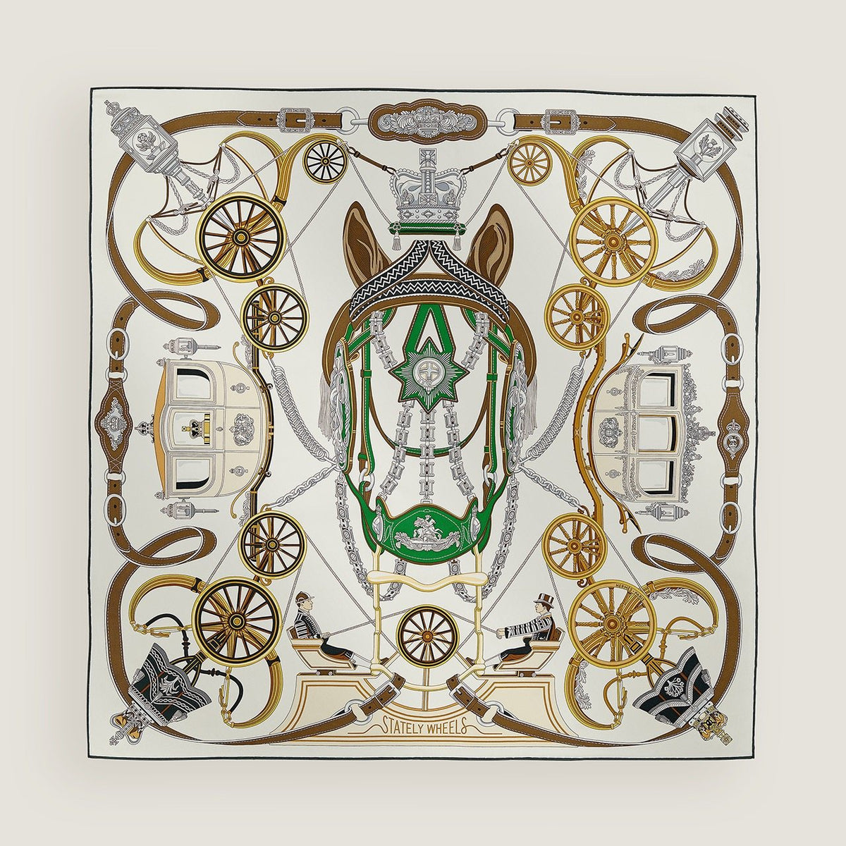 Hermès Carriage Print Silk Scarf