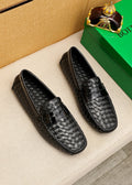 Bottega Veneta Black Woven Slip-On Loafers