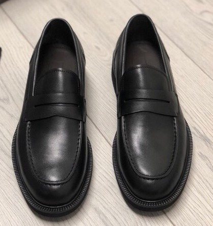 Zegna Men's Black Leather Penny Loafers