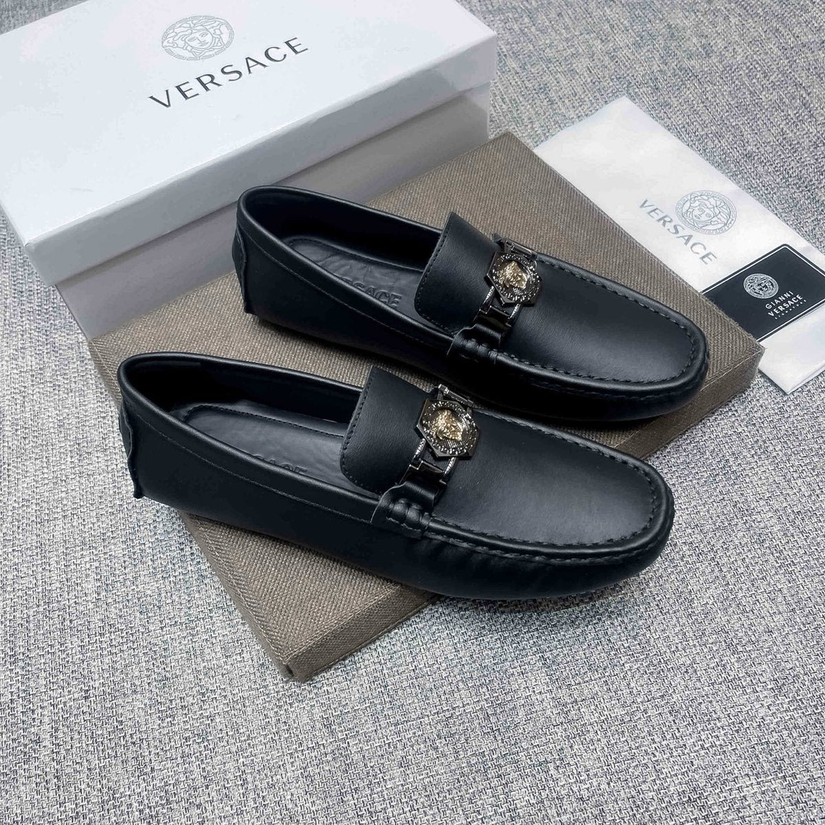 Versace Black Medallion Loafers