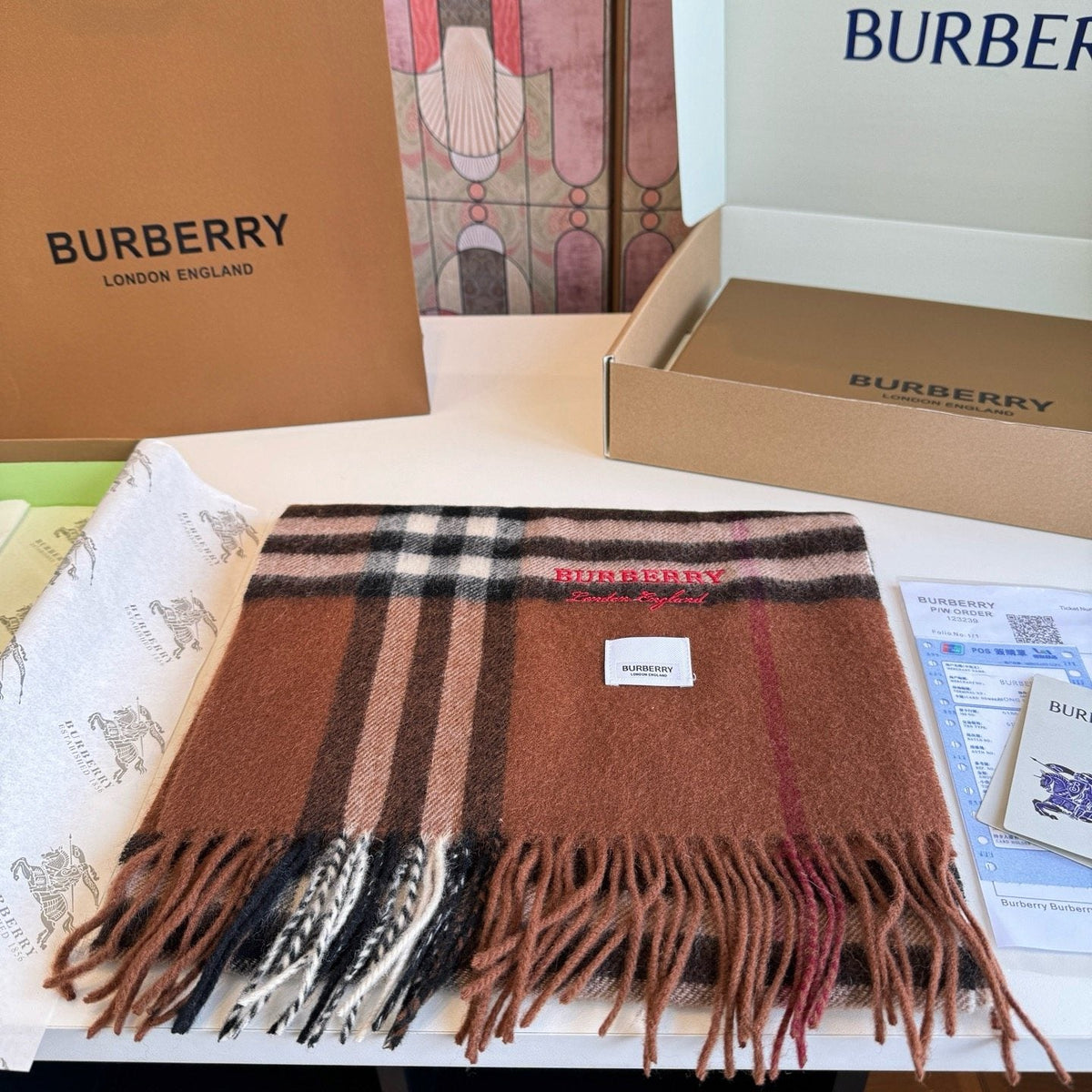 Burberry Fringed Plaid Scarf
