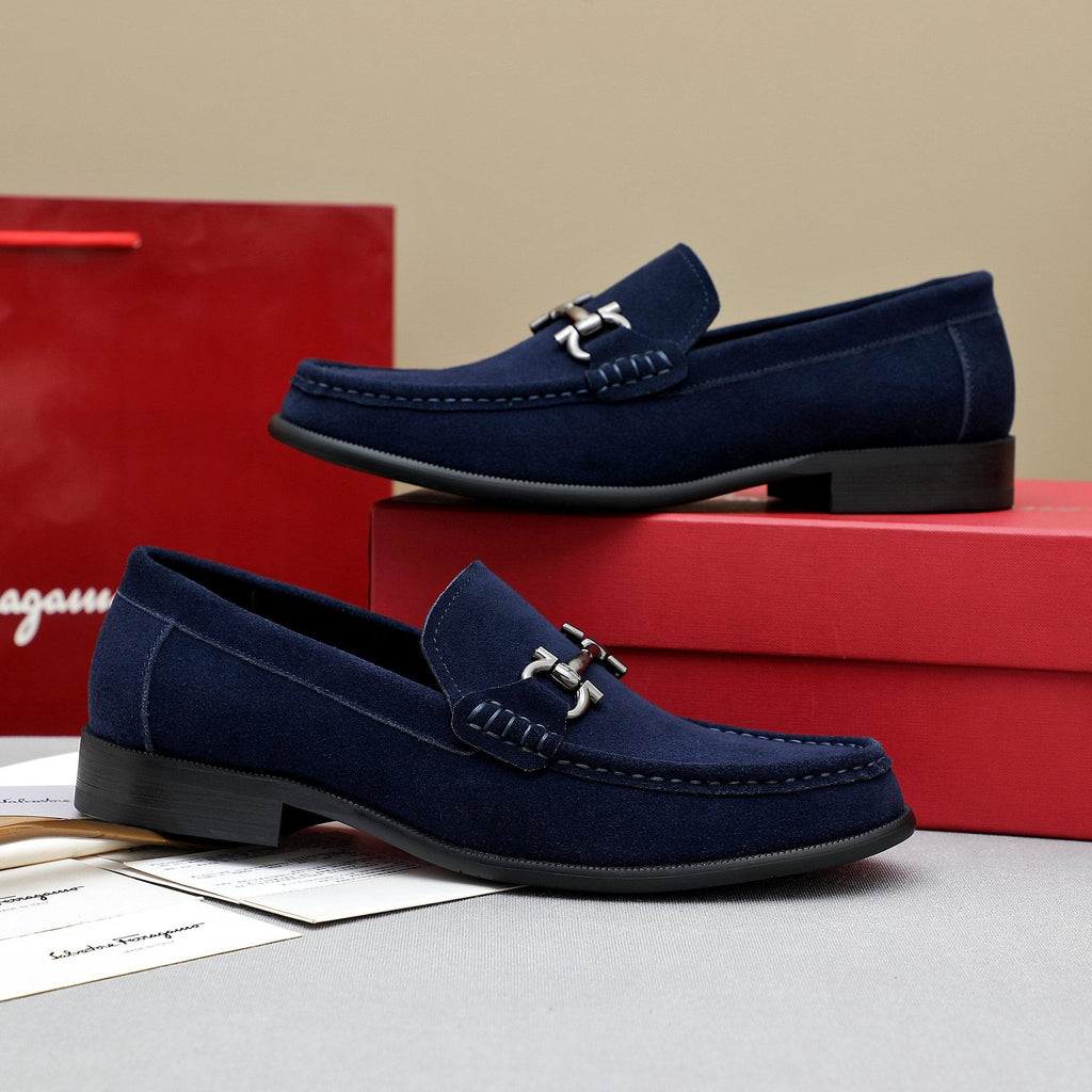 Ferragamo Suede Bit Loafers