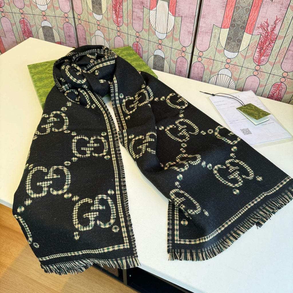 Gucci Fringed Monogram-Style Scarf
