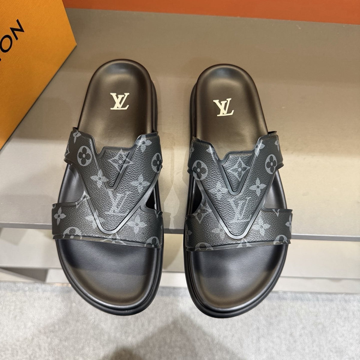 Louis Vuitton Monogram Slide Sandals - Overlapping Monogram-Pattern Upper