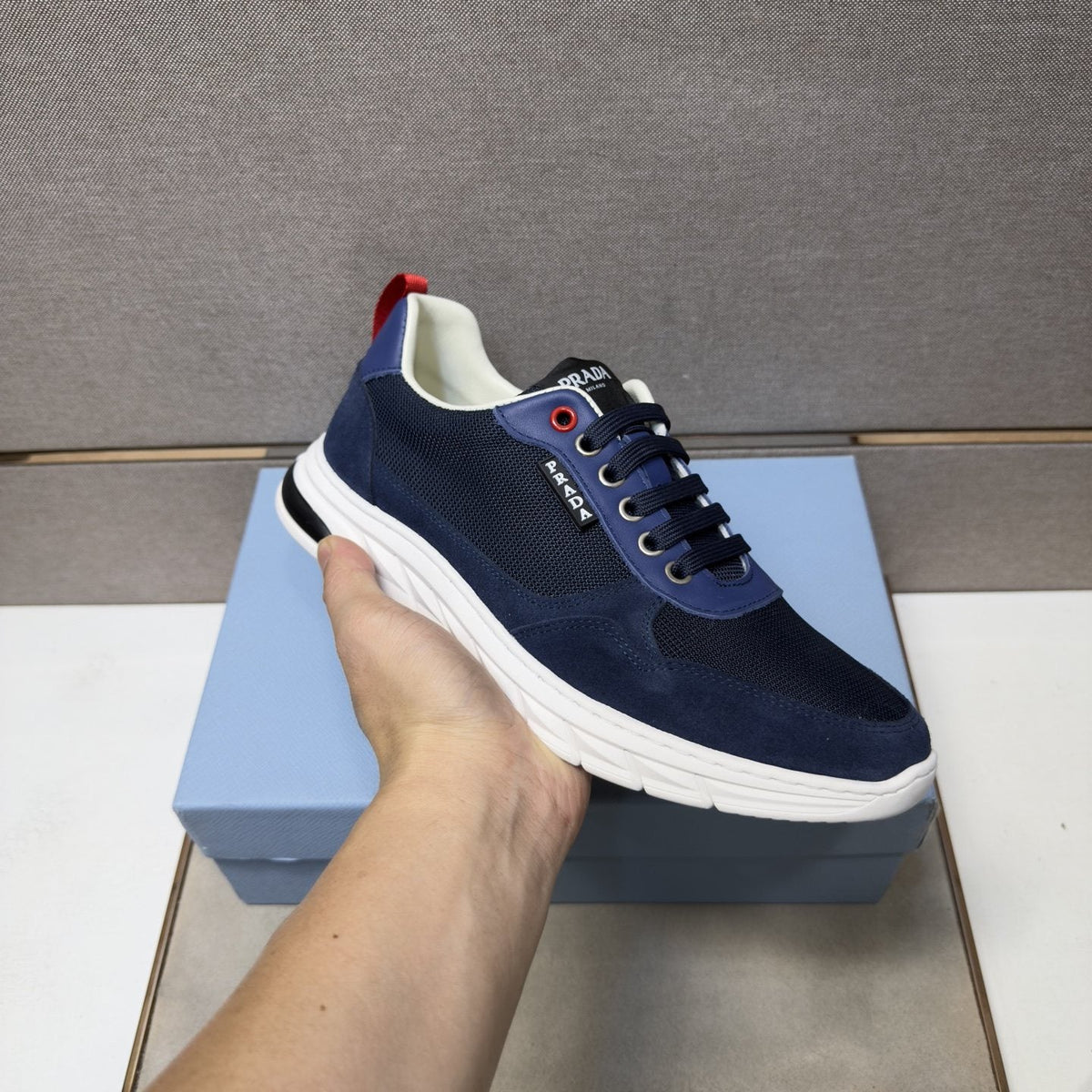 Prada Men's Paneled Low-Top Sneakers