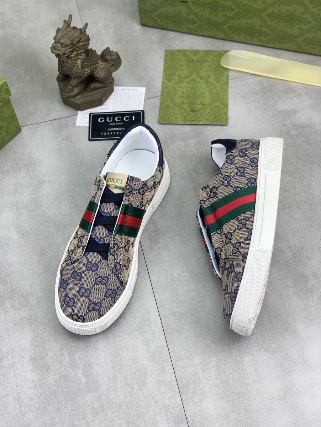 Gucci Monogram Stripe Slip-On Sneakers