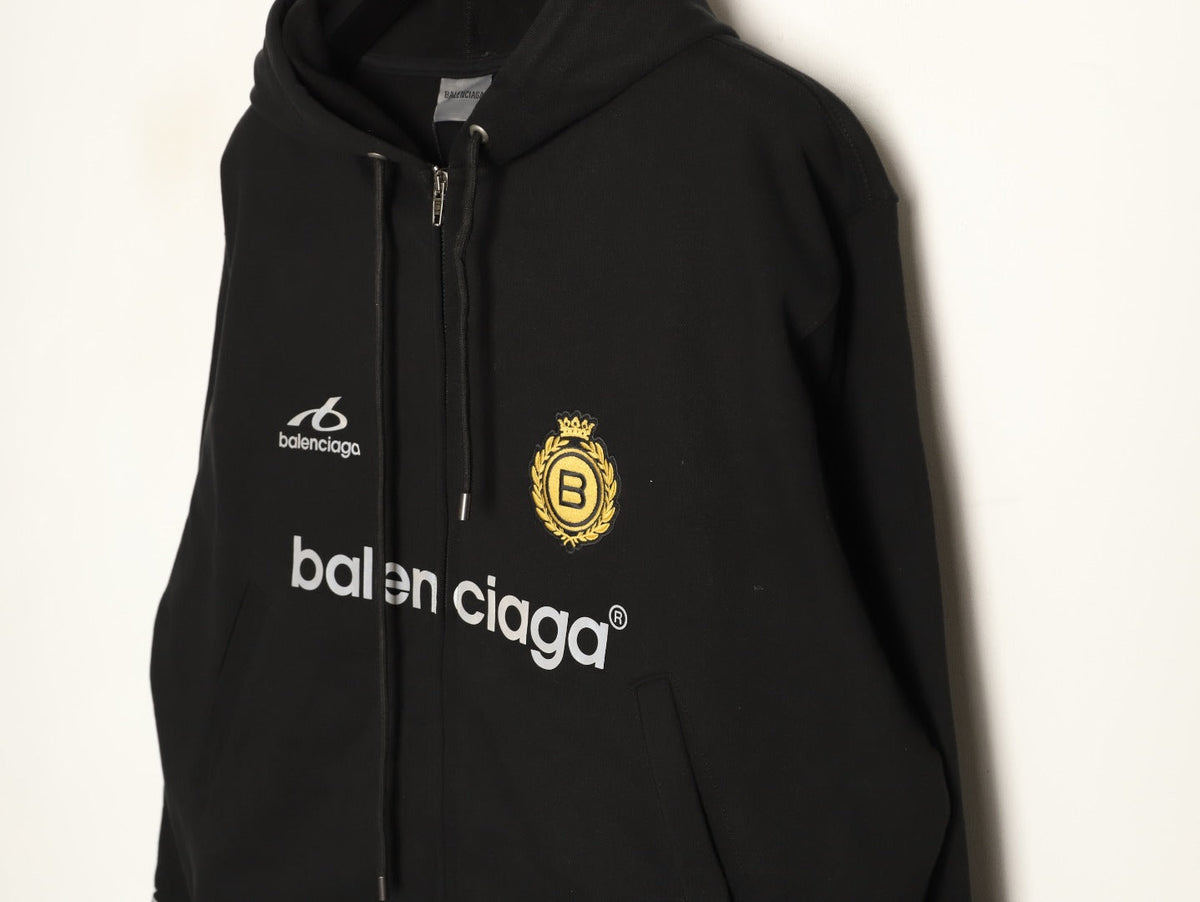Balenciaga Soccer-Inspired Number 10 Zip Hoodie - Black