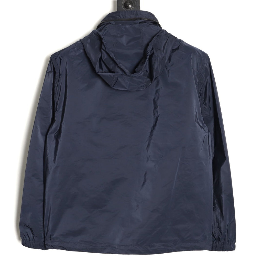 Burberry Flocked Equestrian Knight Embroidered Hooded Jacket - Dark Navy
